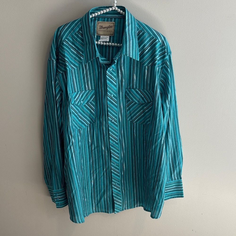 Wrangler Turquoise Striped Shirt size 2xl